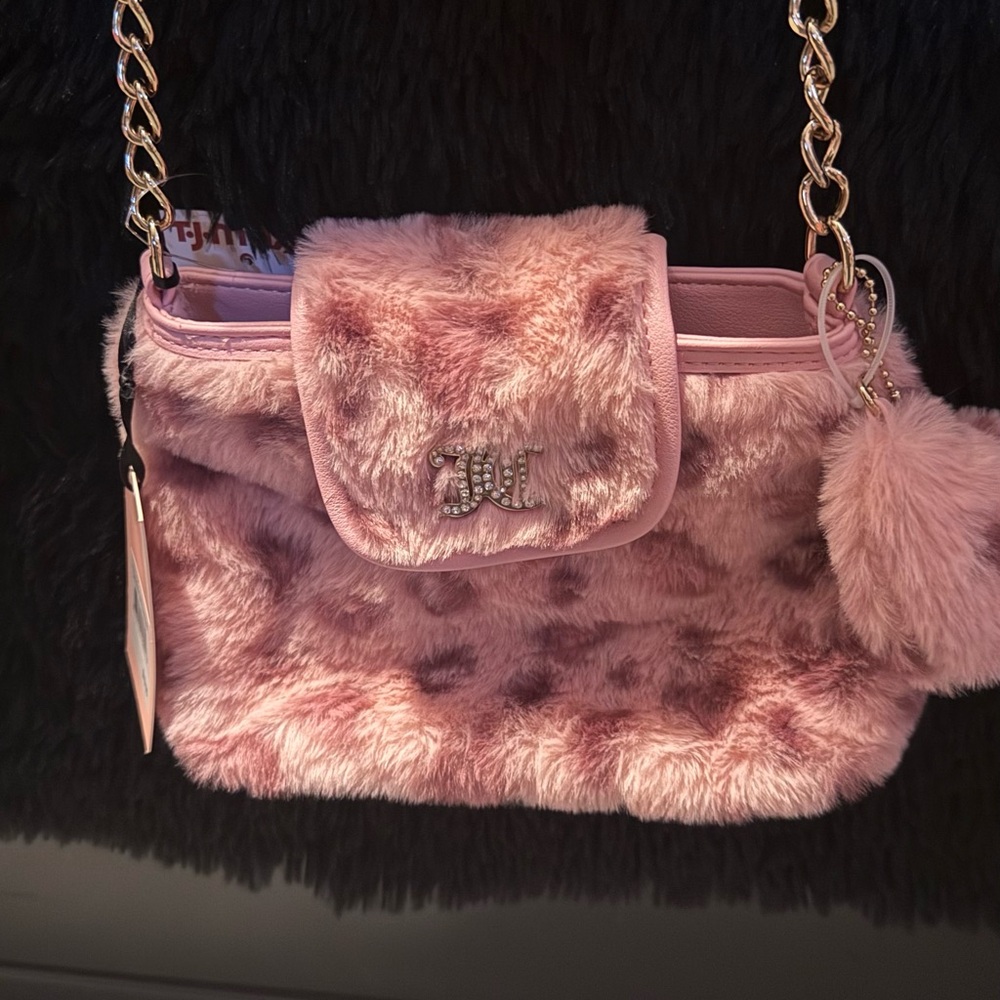 Juicy couture live laugh juicy crossbody pink leopard fur